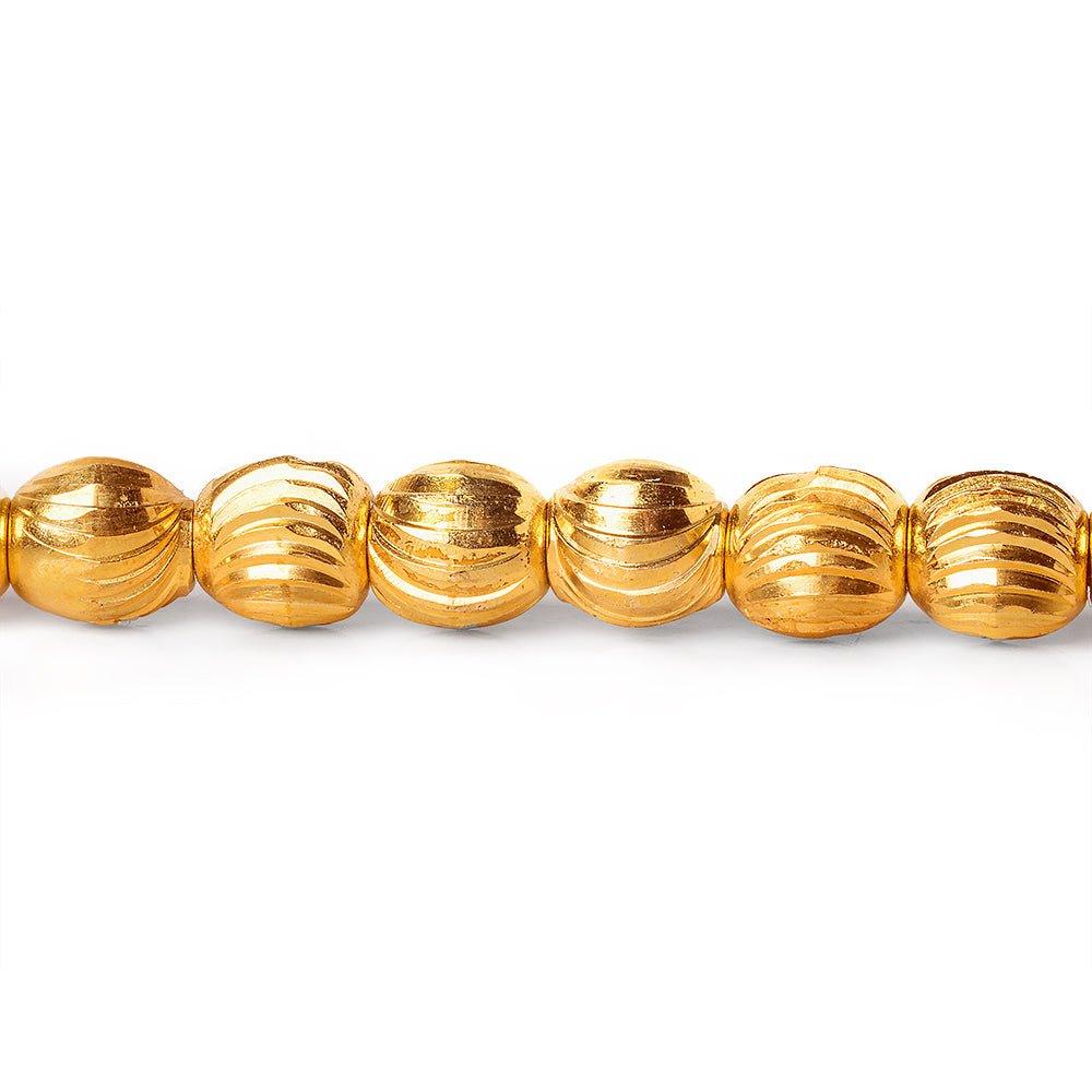 7mm 22kt Gold Plated Brass Scallop Oval Beads - The Bead Traders