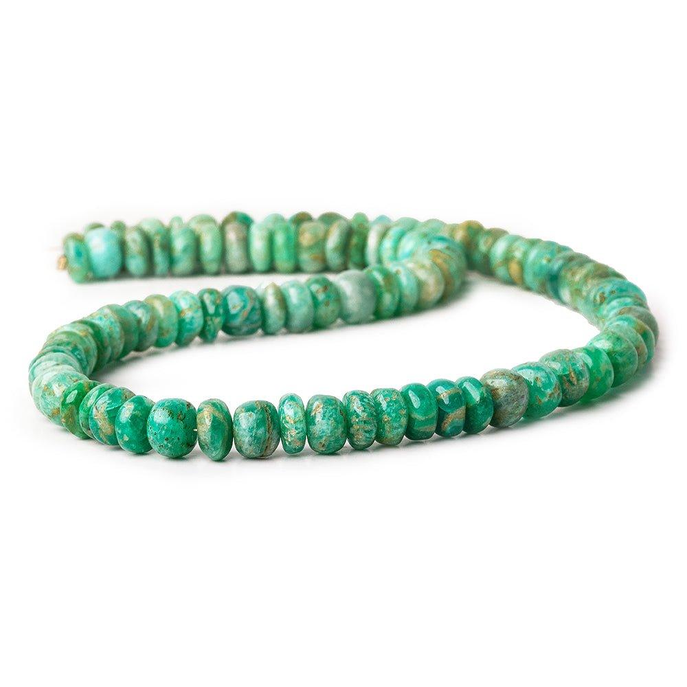 7mm -7.5mm Russian Amazonite plain rondelle beads 16 inch 90 pieces - The Bead Traders