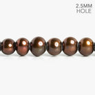 7mm-8mm Copper Brown Large Hole Baroque Freshwater Pearls 16 inch 64 pieces - The Bead Traders