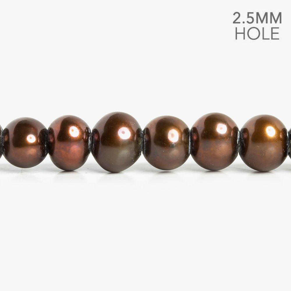 7mm-8mm Copper Brown Large Hole Baroque Freshwater Pearls 16 inch 64 pieces - The Bead Traders