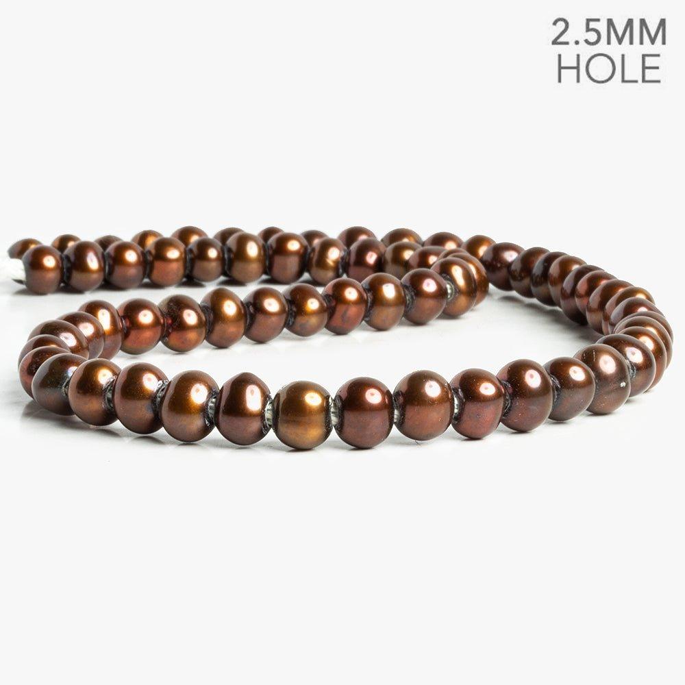 7mm-8mm Copper Brown Large Hole Baroque Freshwater Pearls 16 inch 64 pieces - The Bead Traders