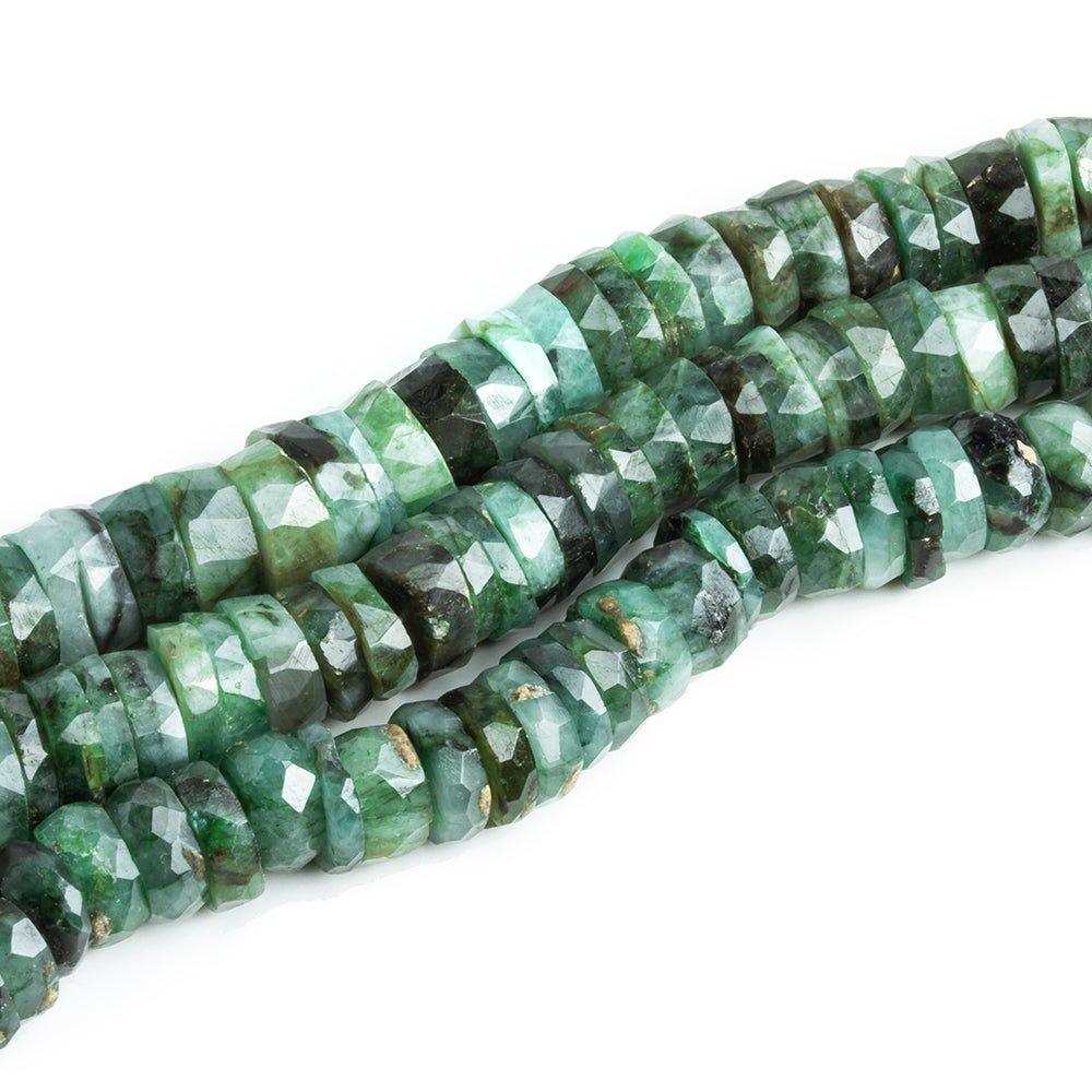 7mm-8mm Emerald Faceted Heishi Beads - Lot of 3 Strands - The Bead Traders