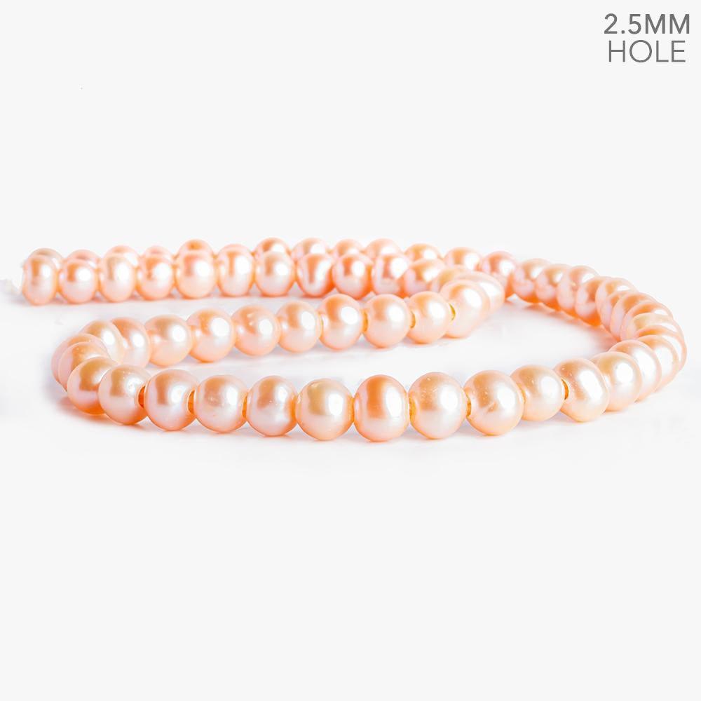 7mm-8mm Peach Baroque 2.5mm Large Hole Pearls 16 inch 63 pieces - The Bead Traders