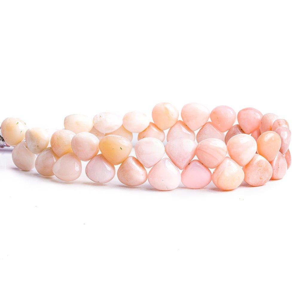 7mm-8mm Pink Peruvian Opal Plain Heart Beads 6 inch 42 pieces - The Bead Traders