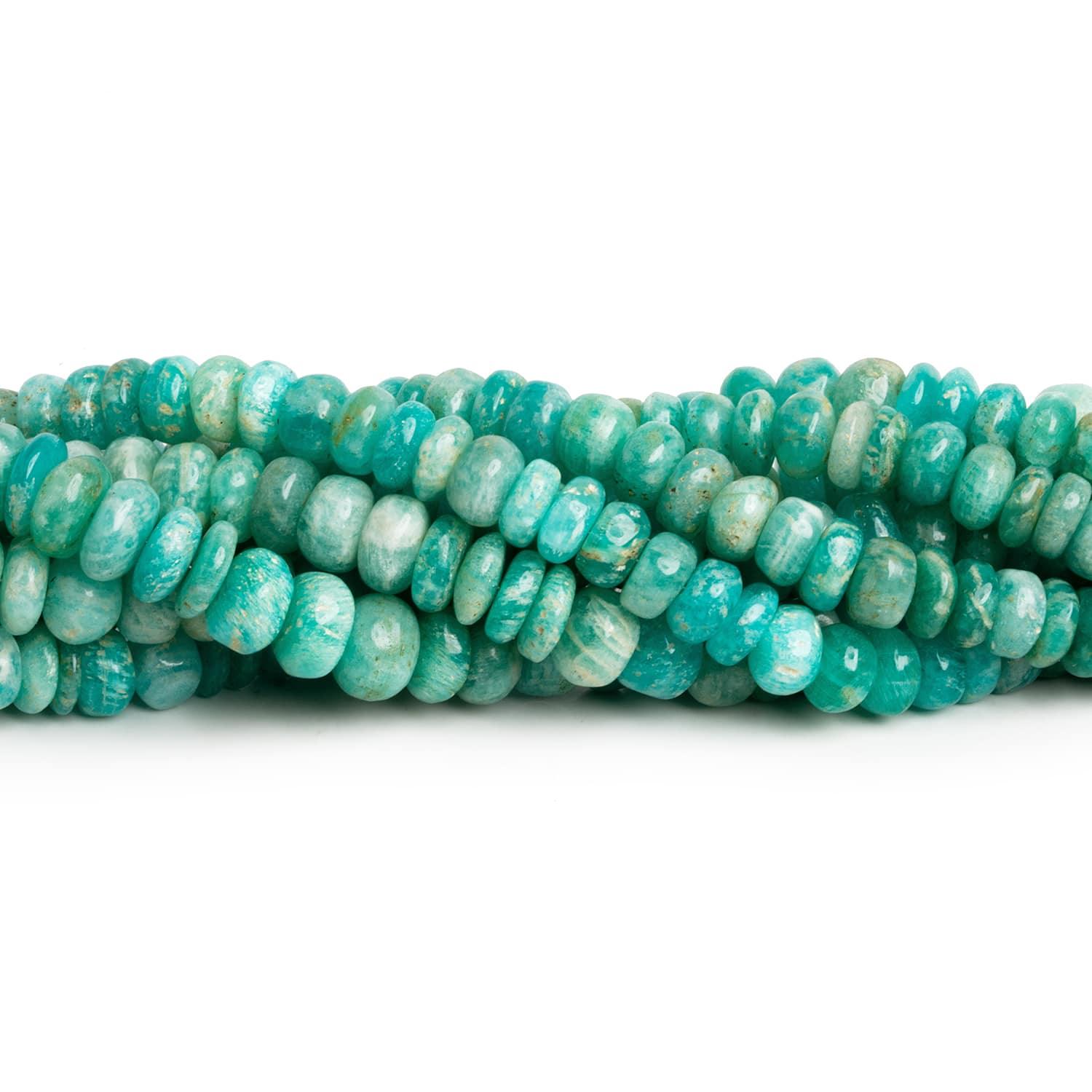 7mm Amazonite Plain Rondelles 16 inch 85 beads - The Bead Traders