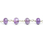 7mm Amethyst Plain Rondelle Silver Plated Chain 29 pieces - The Bead Traders
