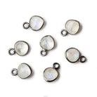 7mm Black Gold .925 Bezel Rainbow Moonstone faceted heart focal Pendant 4pcs - The Bead Traders