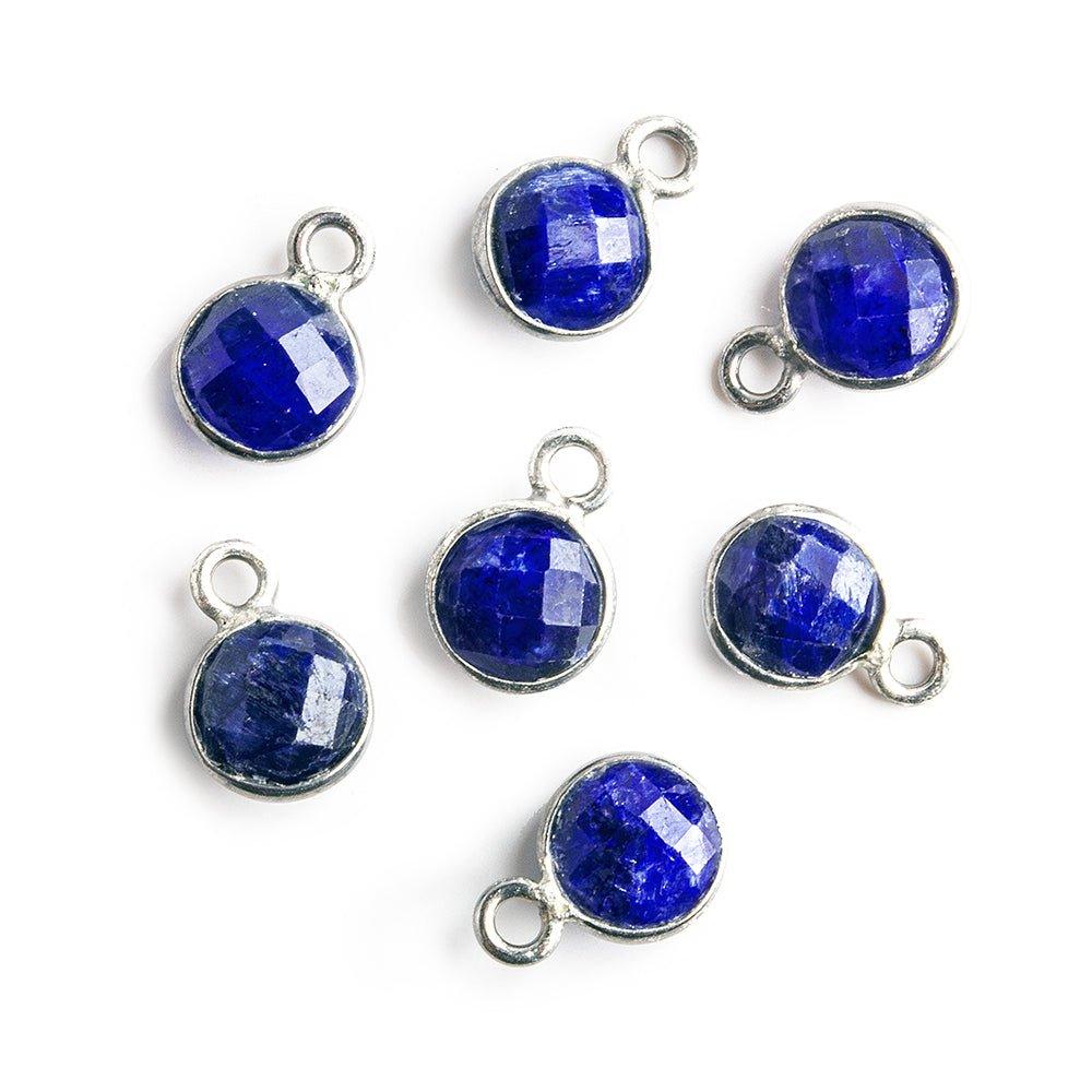 7mm Black Gold Bezeled Dark Blue Quartz Coin Pendants Set of 4 pieces - The Bead Traders