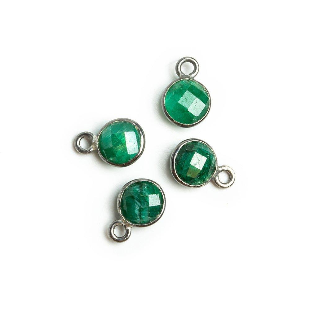 7mm Black Gold Bezeled Dark Green Quartz Coin Pendants Set of 4 pieces - The Bead Traders
