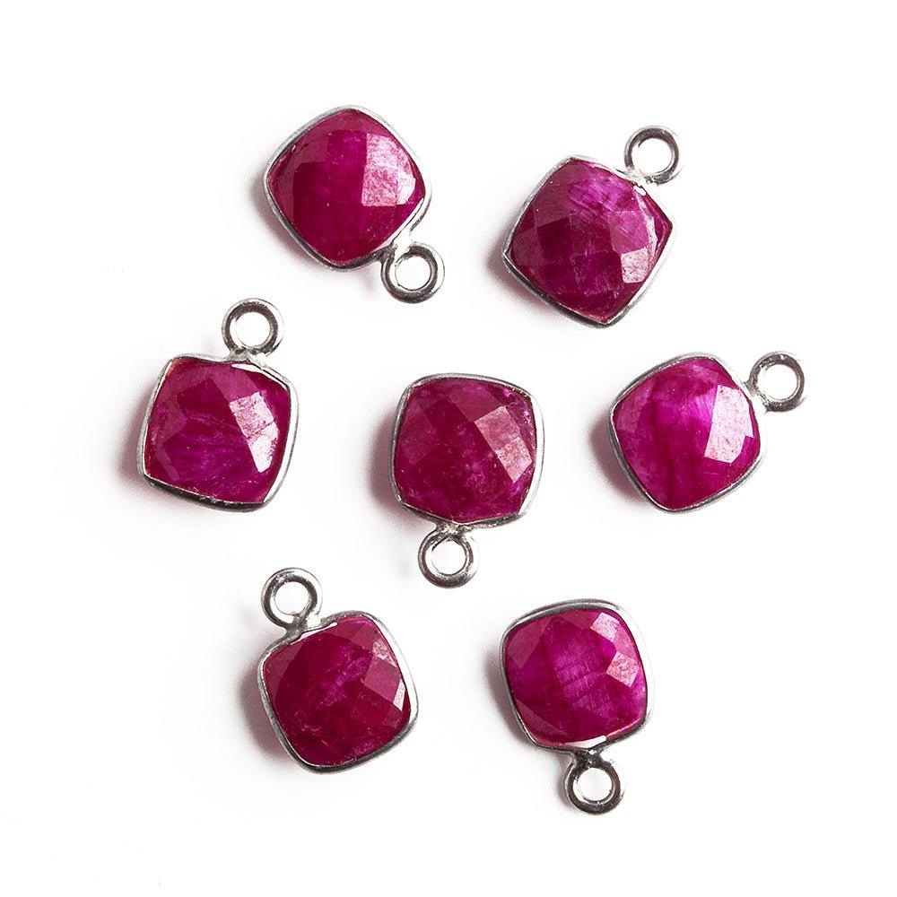 7mm Black Gold Bezeled Red Quartz Square Pendants Set of 4 pieces - The Bead Traders