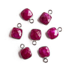7mm Black Gold Bezeled Red Quartz Square Pendants Set of 4 pieces - The Bead Traders