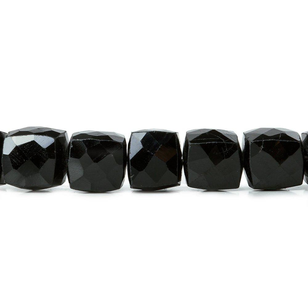 7mm Black Spinel faceted cube beads 8 inch 27 pieces - The Bead Traders