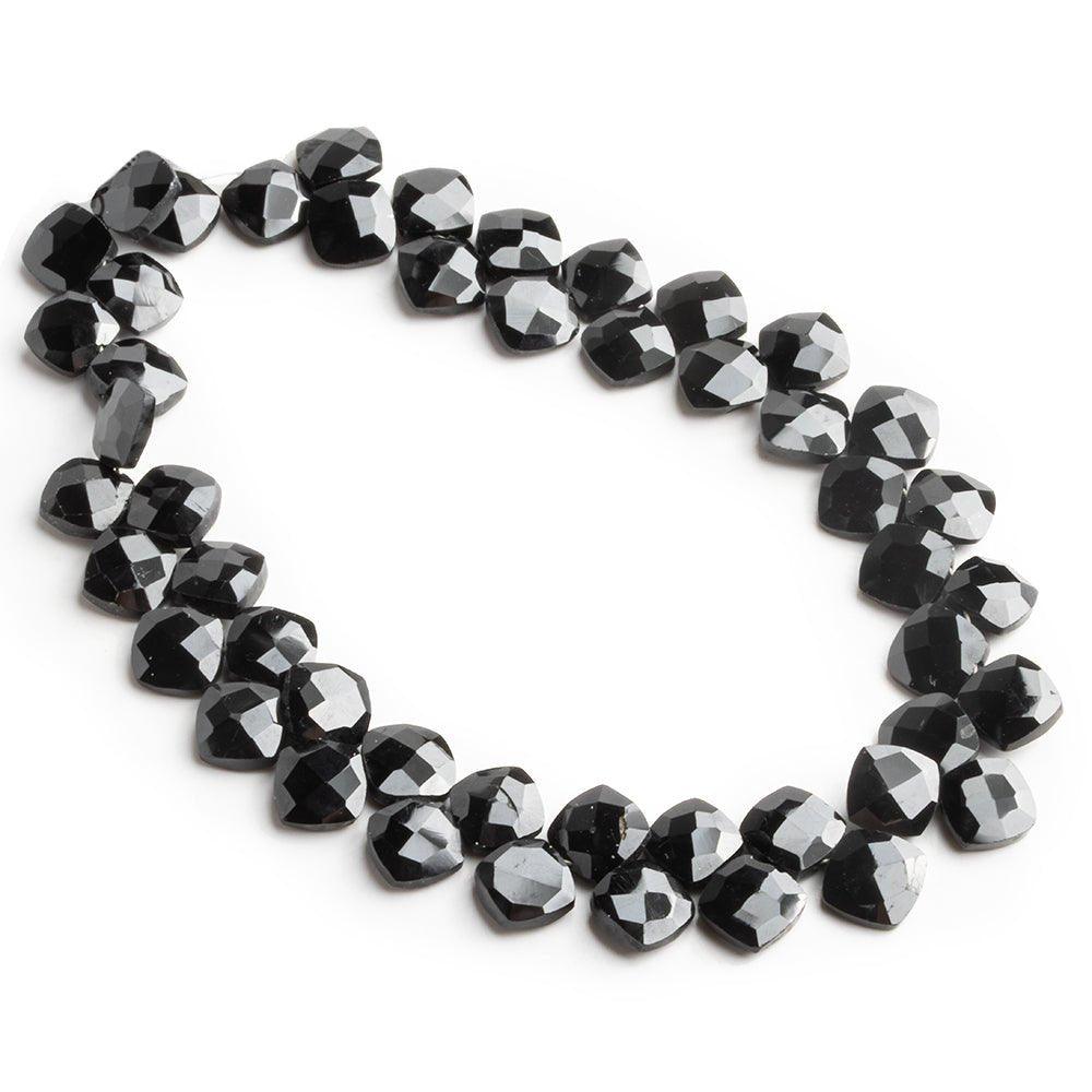 7mm Black Spinel Top Drilled Faceted Pillow Beads 8 inch 52 pieces - The Bead Traders