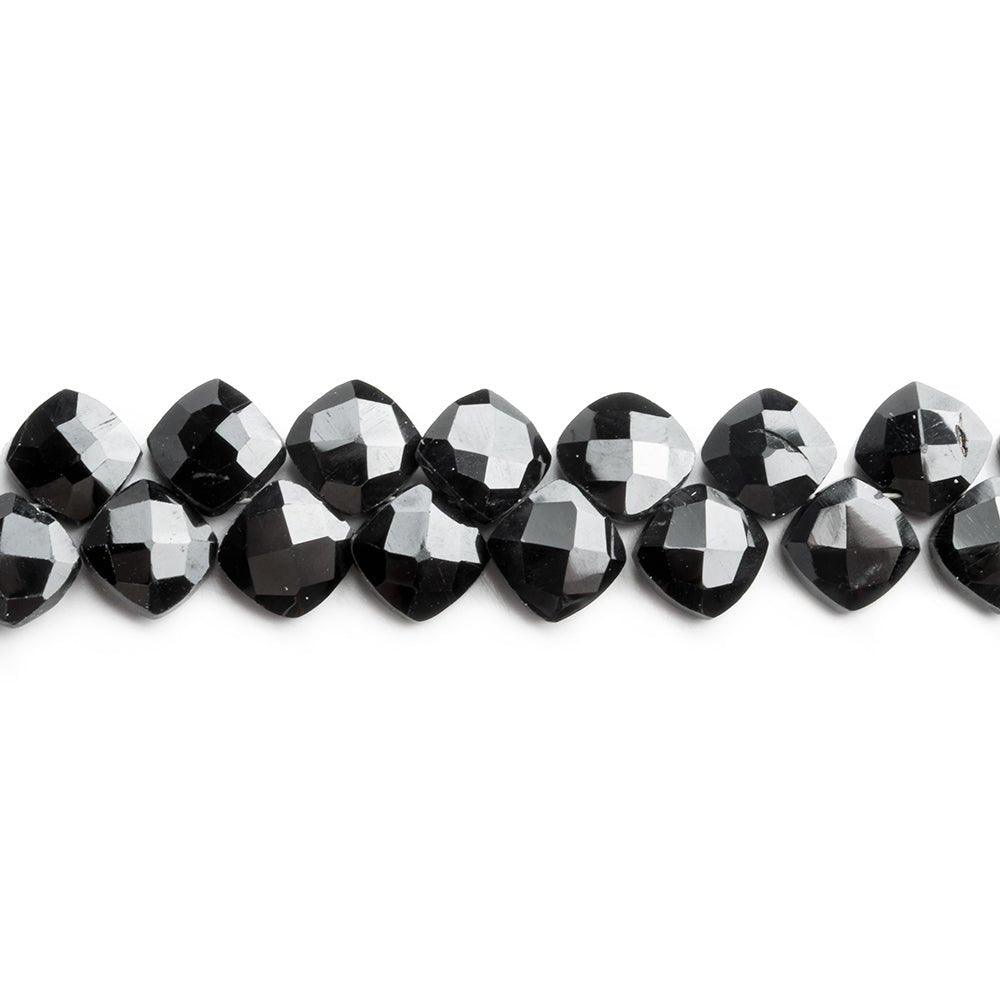 7mm Black Spinel Top Drilled Faceted Pillow Beads 8 inch 52 pieces - The Bead Traders