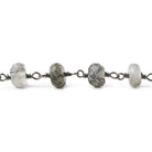 7mm Black Tourmalinated Quartz faceted rondelle Black Gold Chain by the foot 29 pieces - The Bead Traders