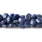 7mm Blue Sapphire faceted coins 8 inch 28 pieces - The Bead Traders