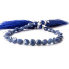 7mm Blue Sapphire faceted coins 8 inch 28 pieces - The Bead Traders