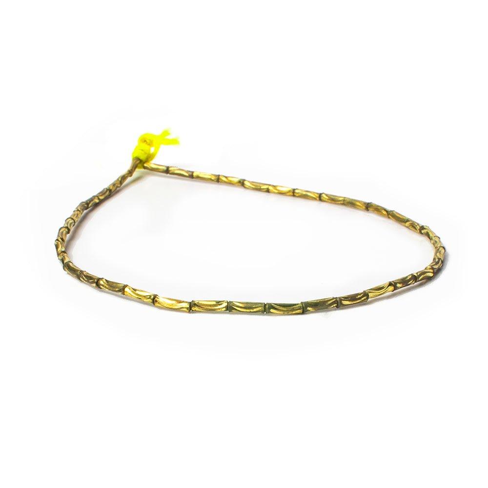 7mm Brass Curved Groove Tube Round Beads, 8 inch - The Bead Traders