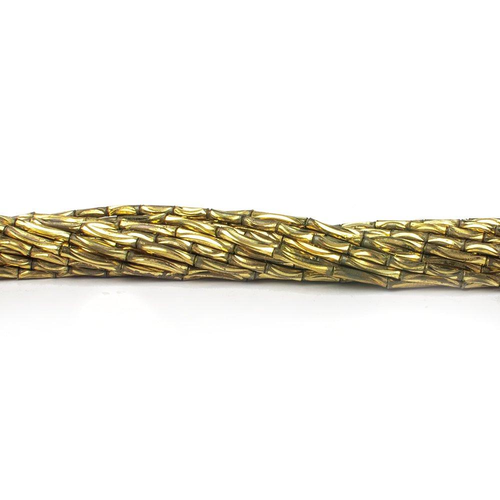 7mm Brass Curved Groove Tube Round Beads, 8 inch - The Bead Traders
