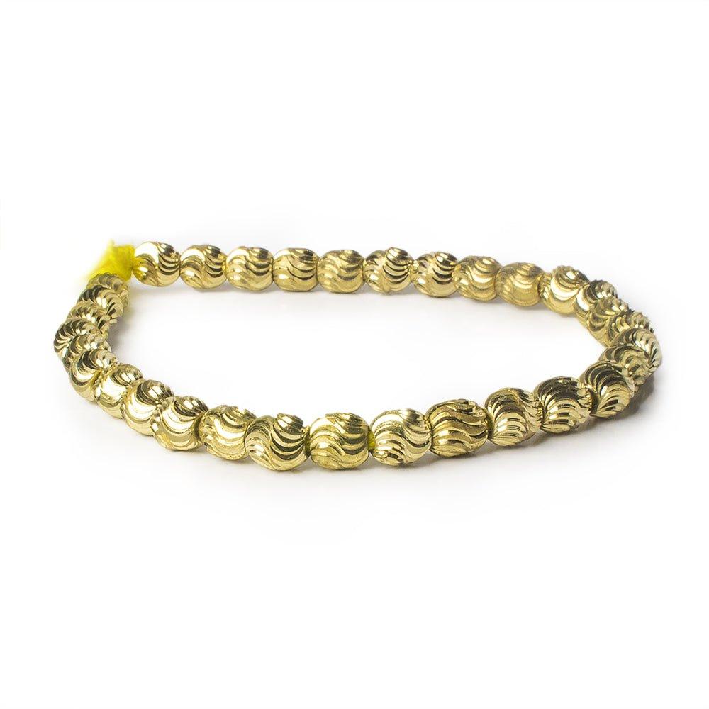 7mm Brass Oval Wave Beads, 8 inch - The Bead Traders