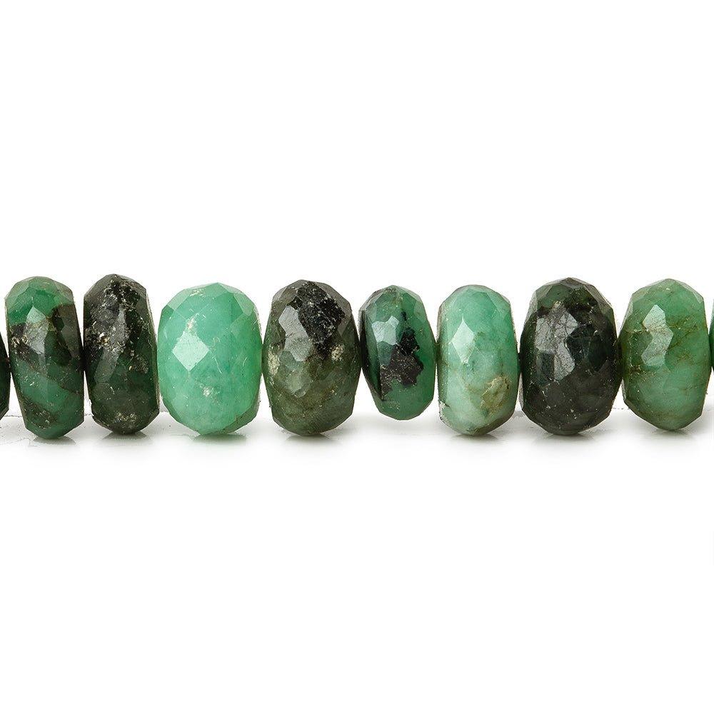 7mm Brazilian Emerald faceted rondelles 8 inch 45 beads - The Bead Traders