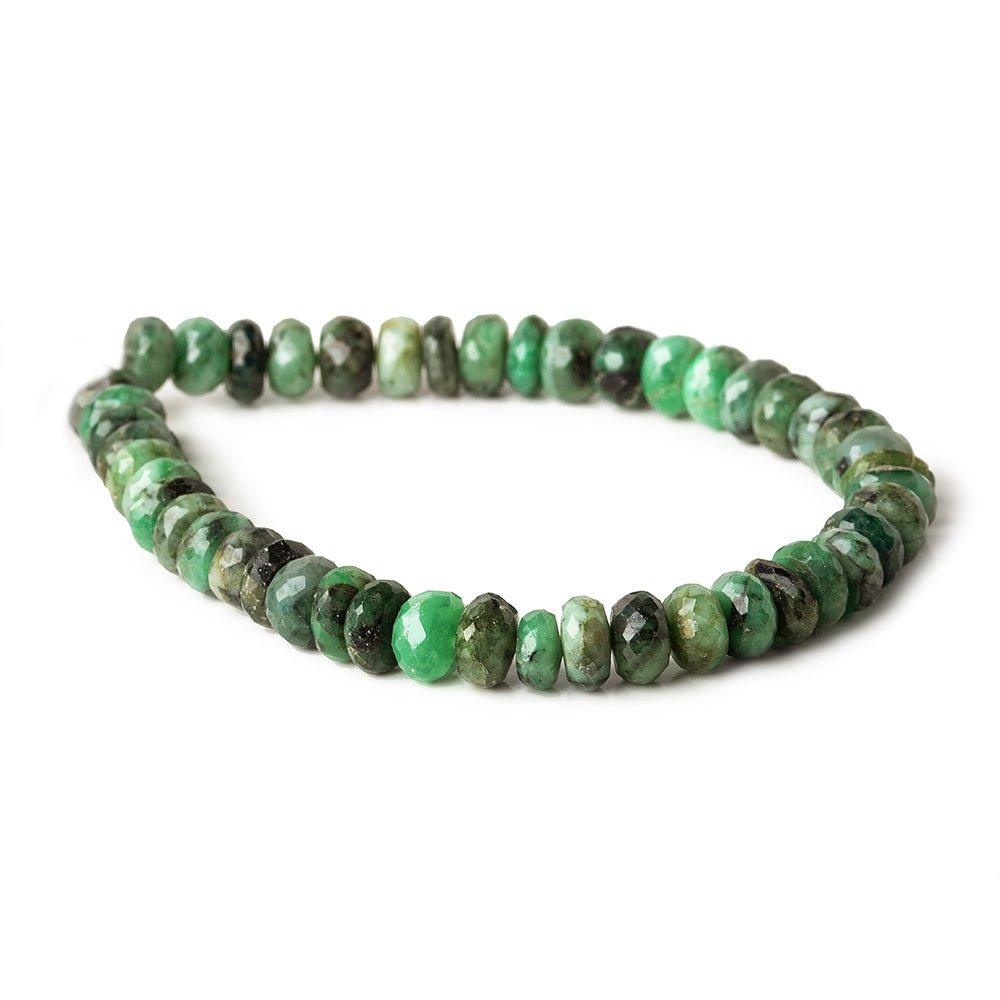 7mm Brazilian Emerald faceted rondelles 8 inch 45 beads - The Bead Traders