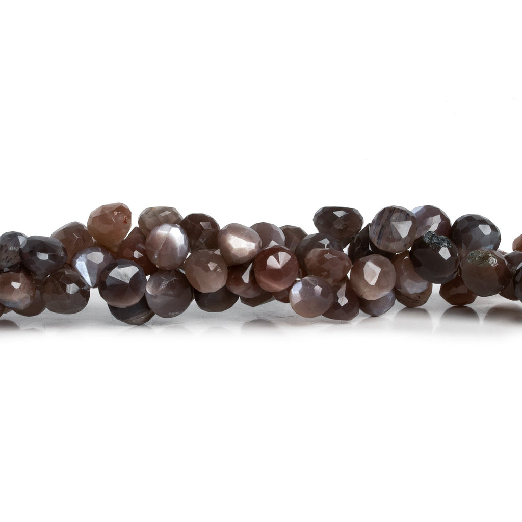 7mm Chocolate Moonstone Faceted Candy Kiss 8 inch 60 beads - The Bead Traders