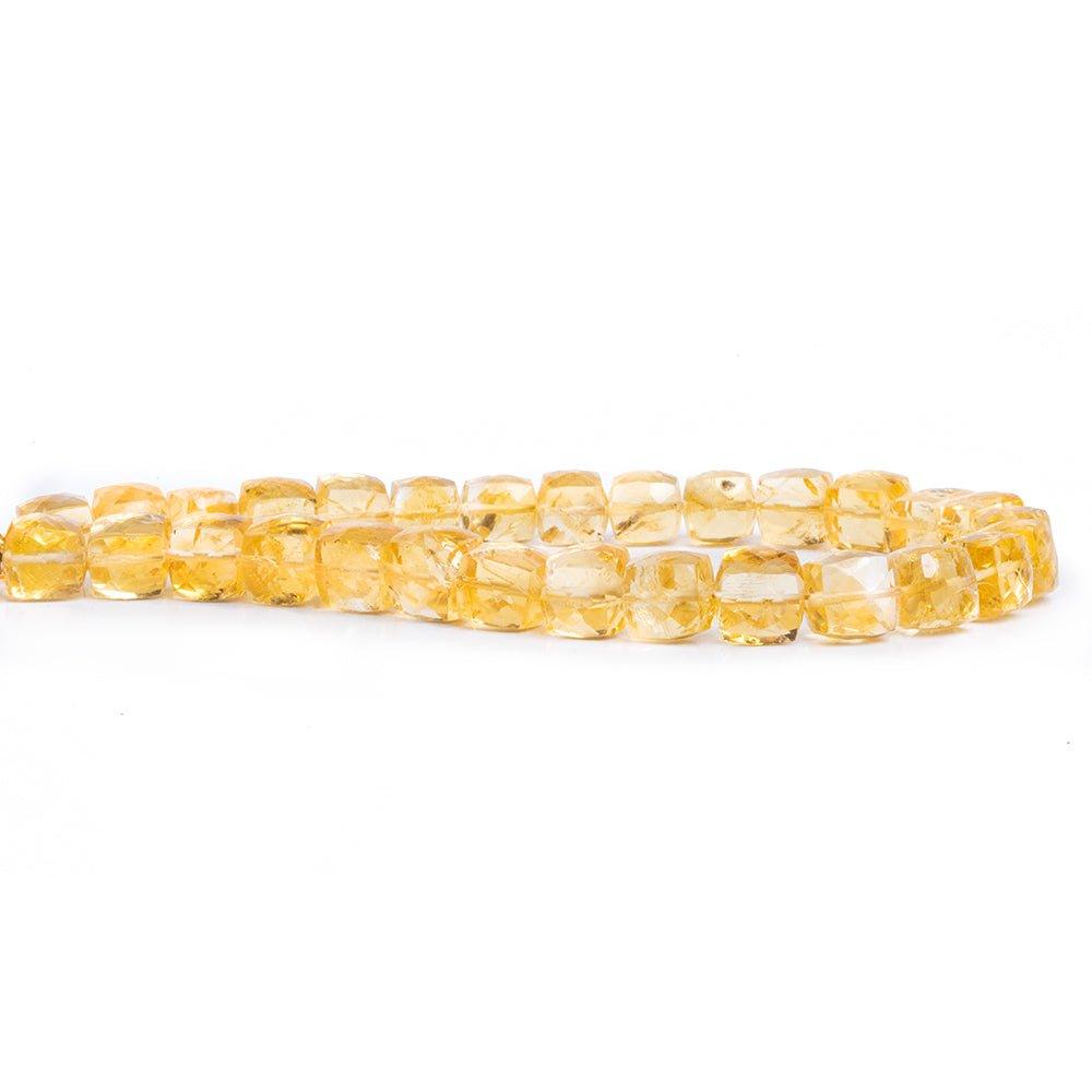 7mm Citrine Faceted Cube Beads 8 inch 29 pieces - The Bead Traders