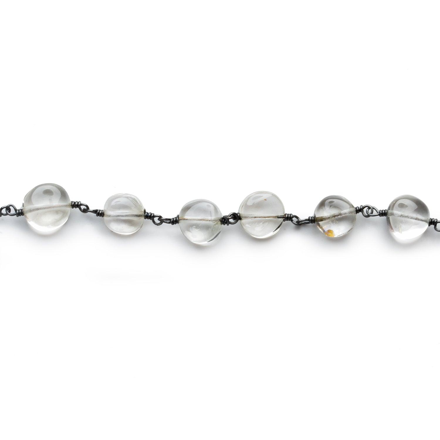 7mm Citrine Plain Coin Black Gold Chain 24 beads - The Bead Traders