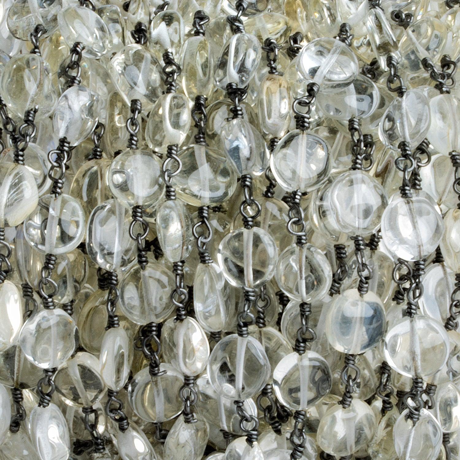 7mm Citrine Plain Coin Black Gold Chain 24 beads - The Bead Traders