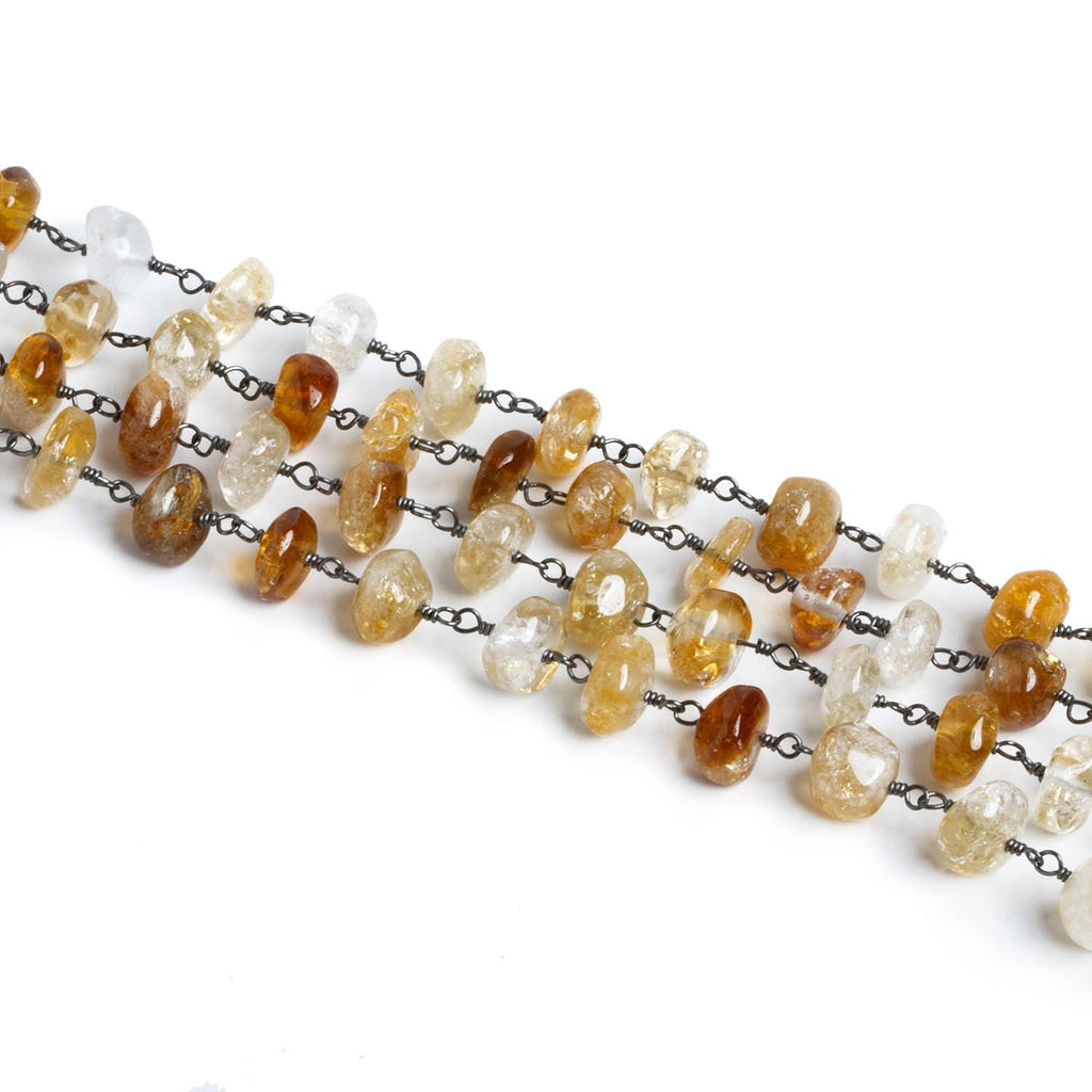 7mm Citrine Rondelle Black Gold Chain - Lot of 3ft - The Bead Traders