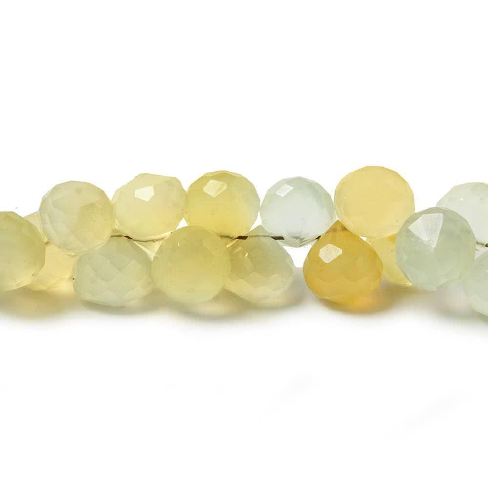 7mm Citrus Yellow Green Chalcedony Candy Kiss Beads 8 inch 60 pieces - The Bead Traders