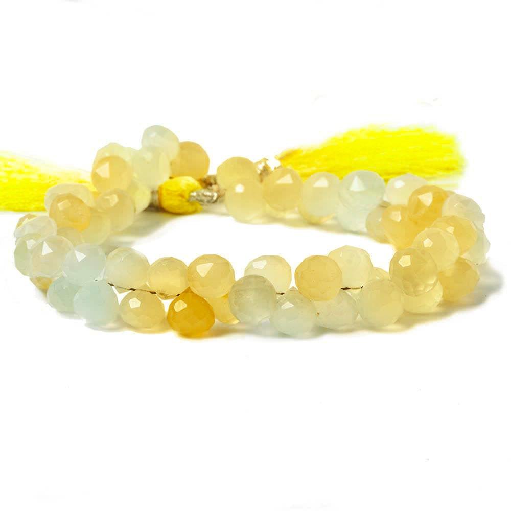 7mm Citrus Yellow Green Chalcedony Candy Kiss Beads 8 inch 60 pieces - The Bead Traders
