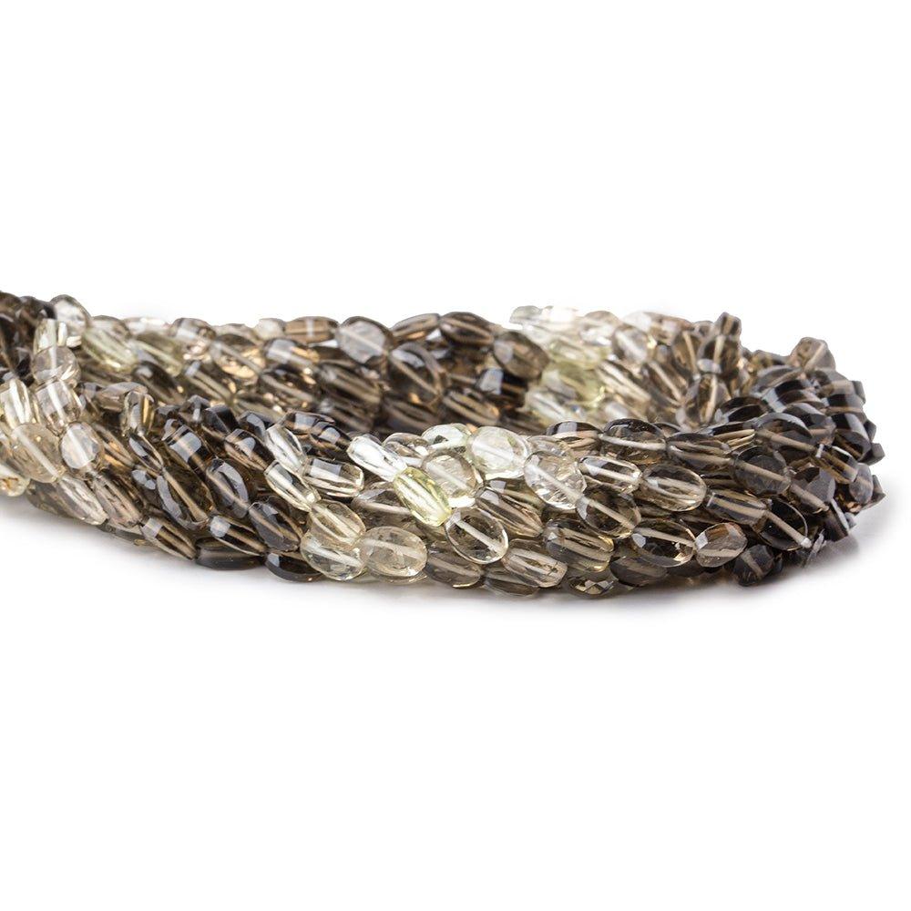 7mm Crystal Quartz and Smoky Quartz Faceted Oval Beads, 14 inch - The Bead Traders