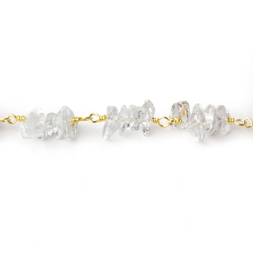 7mm Crystal Quartz chip Gold plated Chain by the foot - The Bead Traders
