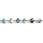 7mm Dendritic Opal Faceted Rondelle Black Gold Chain 30 beads - The Bead Traders