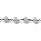7mm Grey Chalcedony rondelle Black Gold Chain by the foot 27 pieces - The Bead Traders