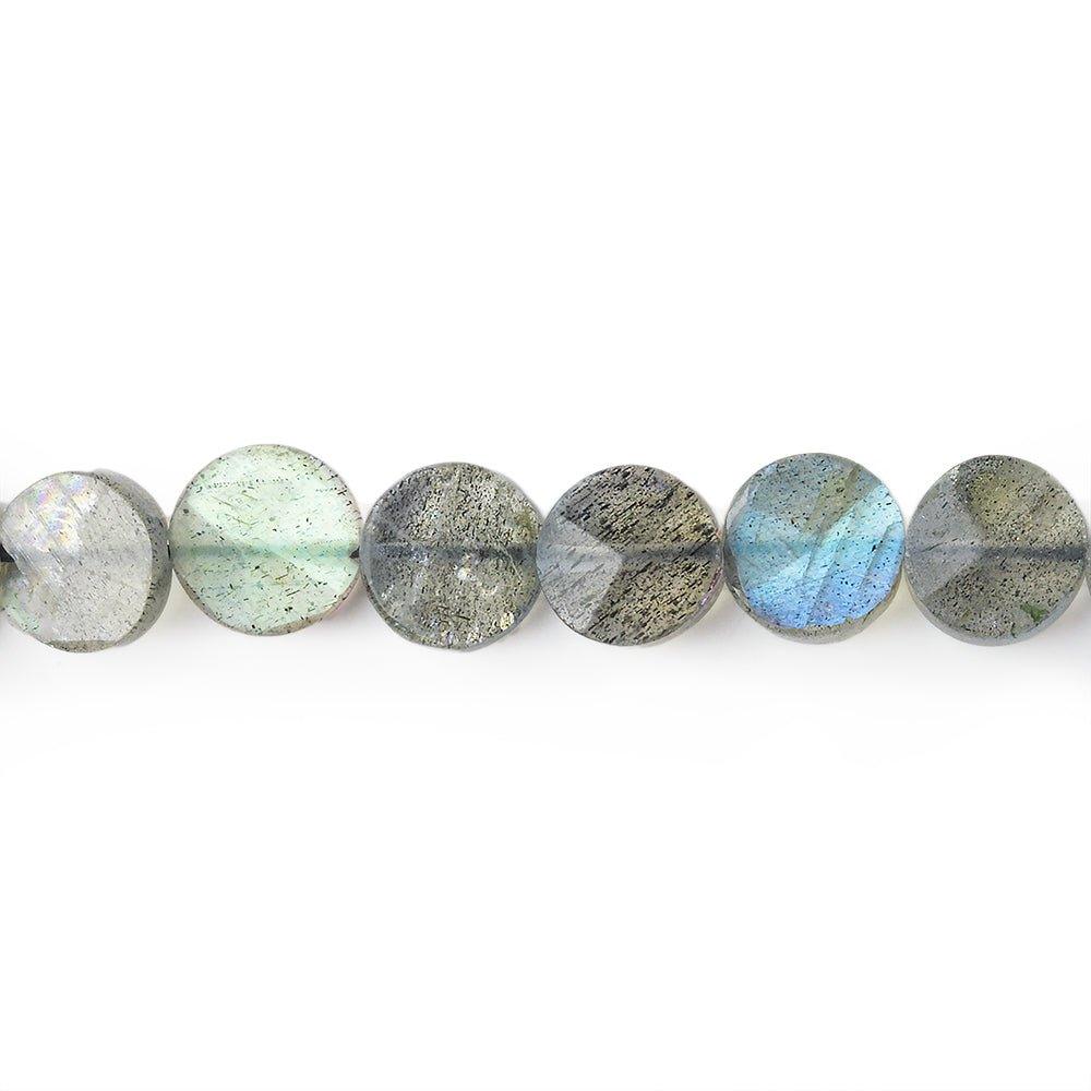 7mm Labradorite Faceted Coin Beads, 14 inch - The Bead Traders