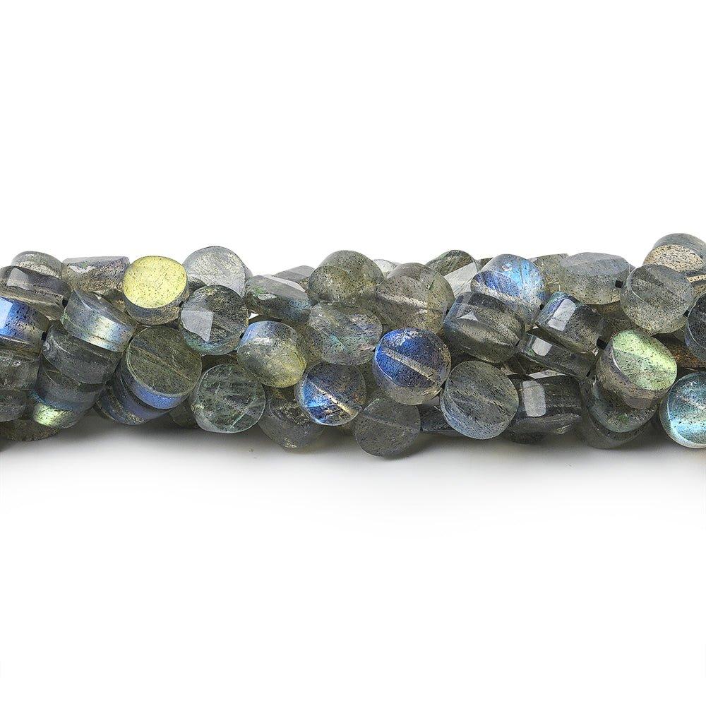 7mm Labradorite Faceted Coin Beads, 14 inch - The Bead Traders