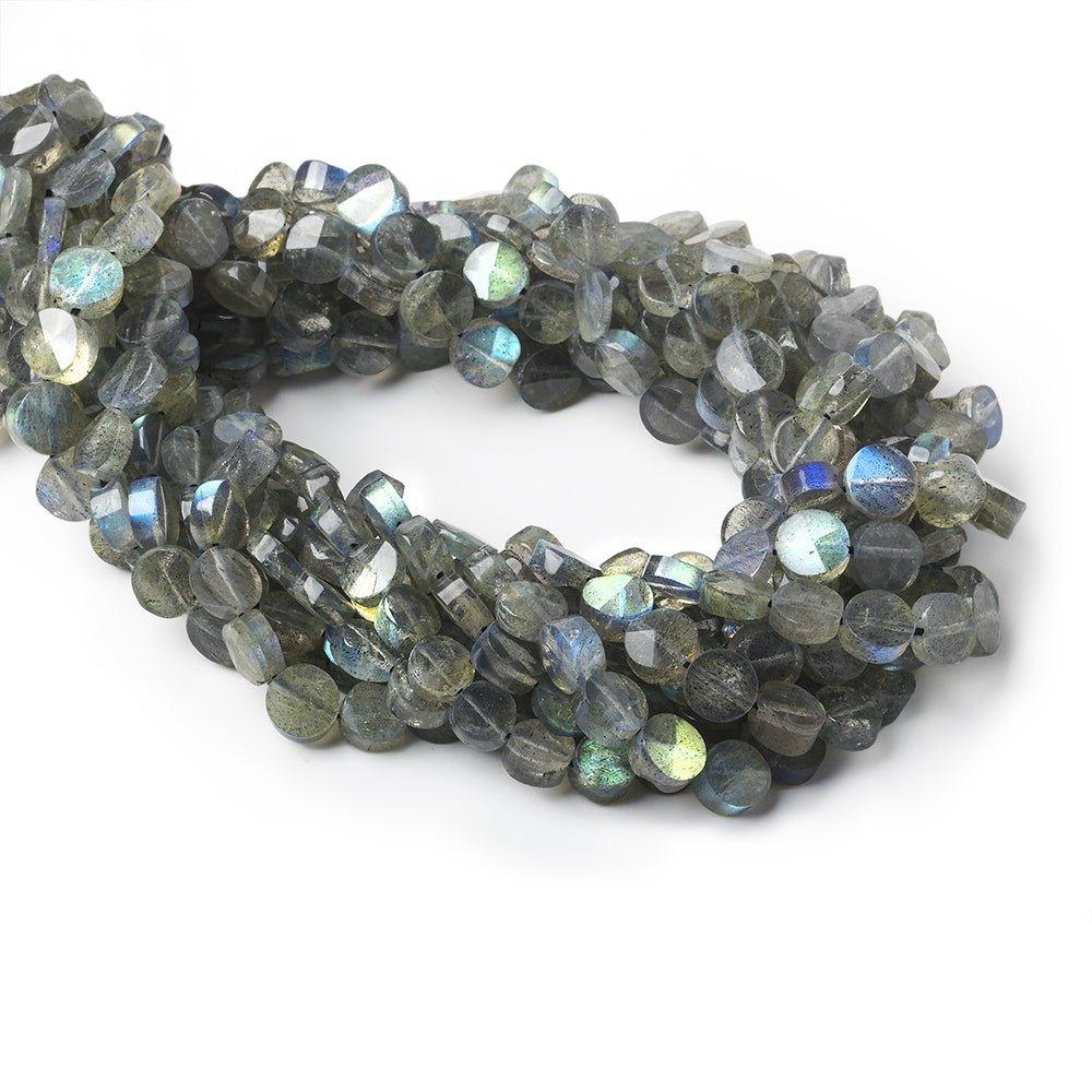 7mm Labradorite Faceted Coin Beads, 14 inch - The Bead Traders