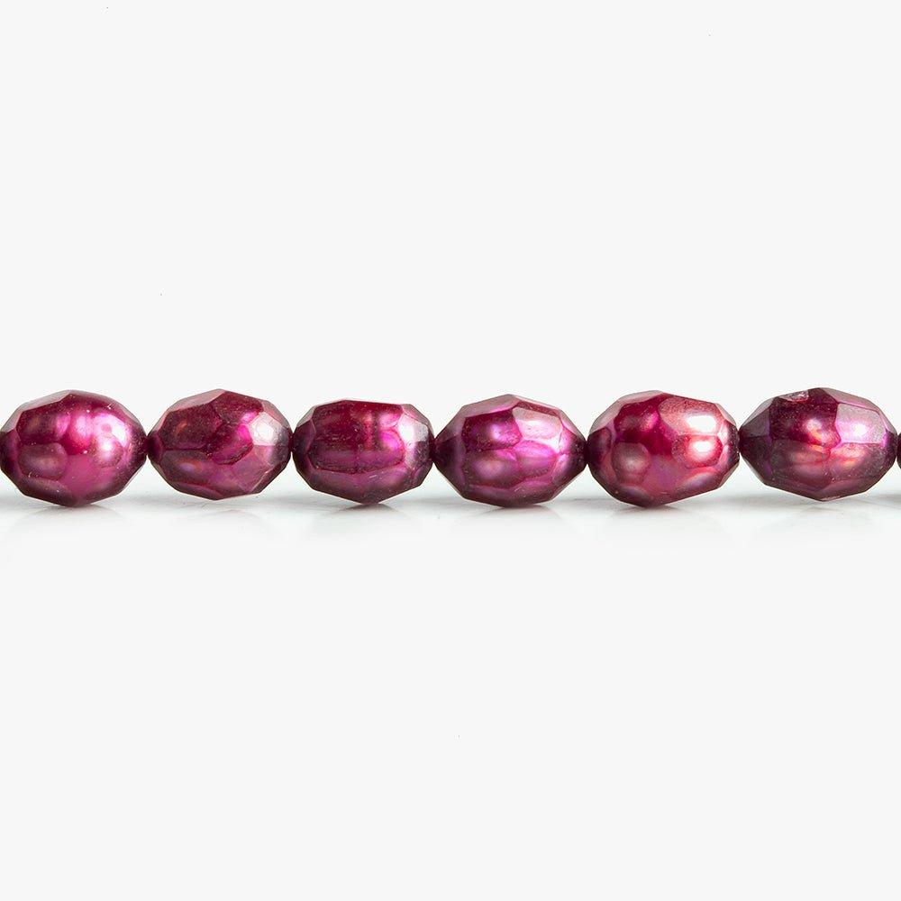 7mm Maroon Faceted Oval Freshwater Pearls 16 inch 55 pieces - The Bead Traders