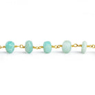 7mm Matte Amazonite Rondelle Gold Plated Chain by the Foot 32 pieces - The Bead Traders