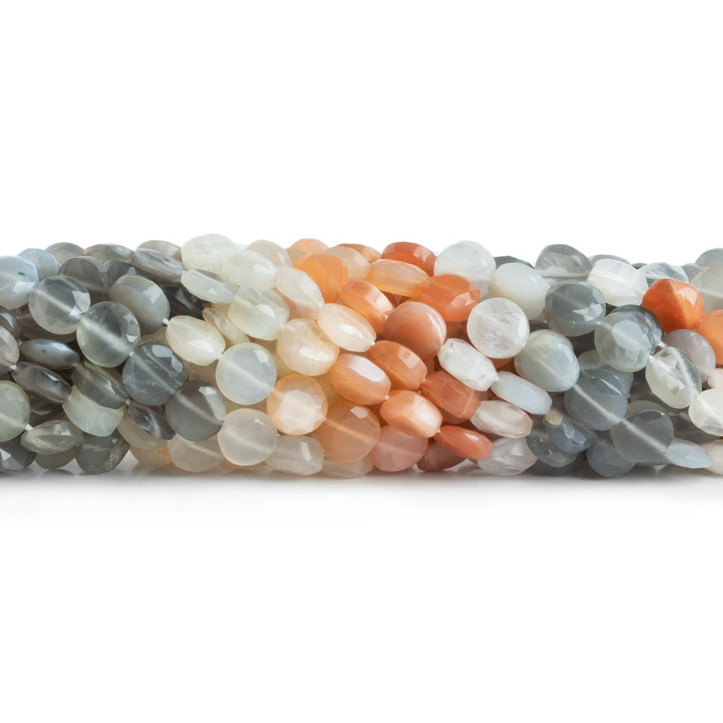 7mm Multi Color Moonstone Coins 14 inch 45 beads - The Bead Traders