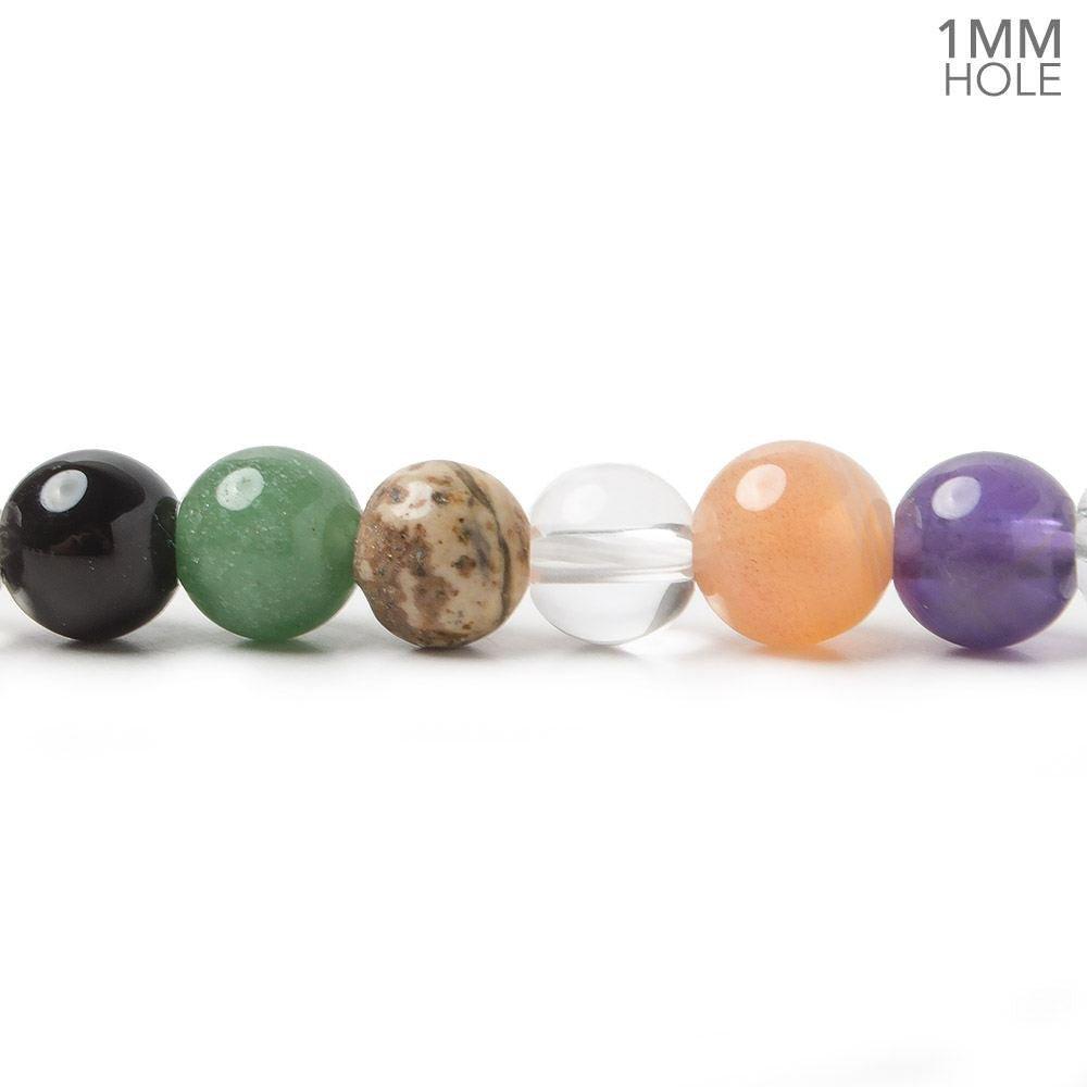 7mm Multi Gemstone Plain Round Beads 15.5 inch 58 pieces - The Bead Traders