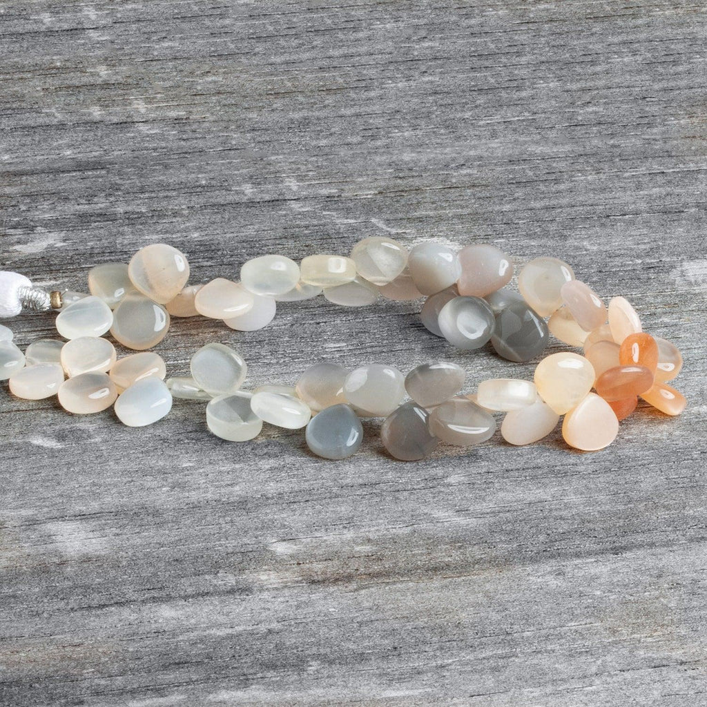 7mm Multi Moonstone Plain Hearts 8 inch 55 beads - The Bead Traders