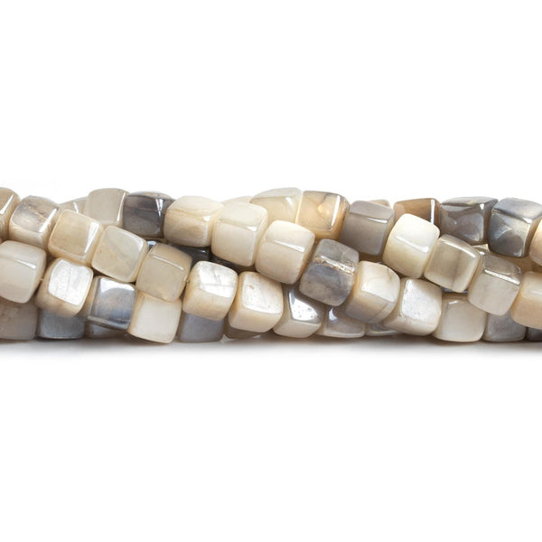 7mm Mystic Moonstone Plain Cubes 7.5 inch 25 pieces