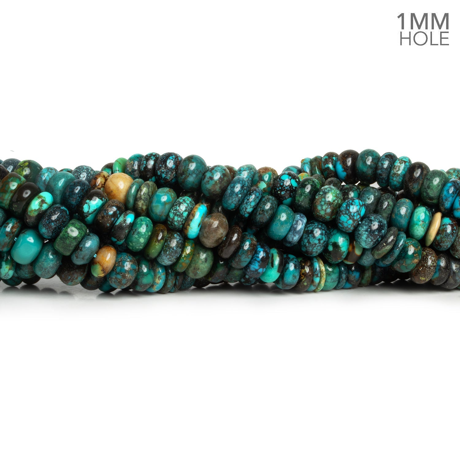 7mm Natural Hubei Turquoise Plain Rondelles 16 inch 100 beads - The Bead Traders
