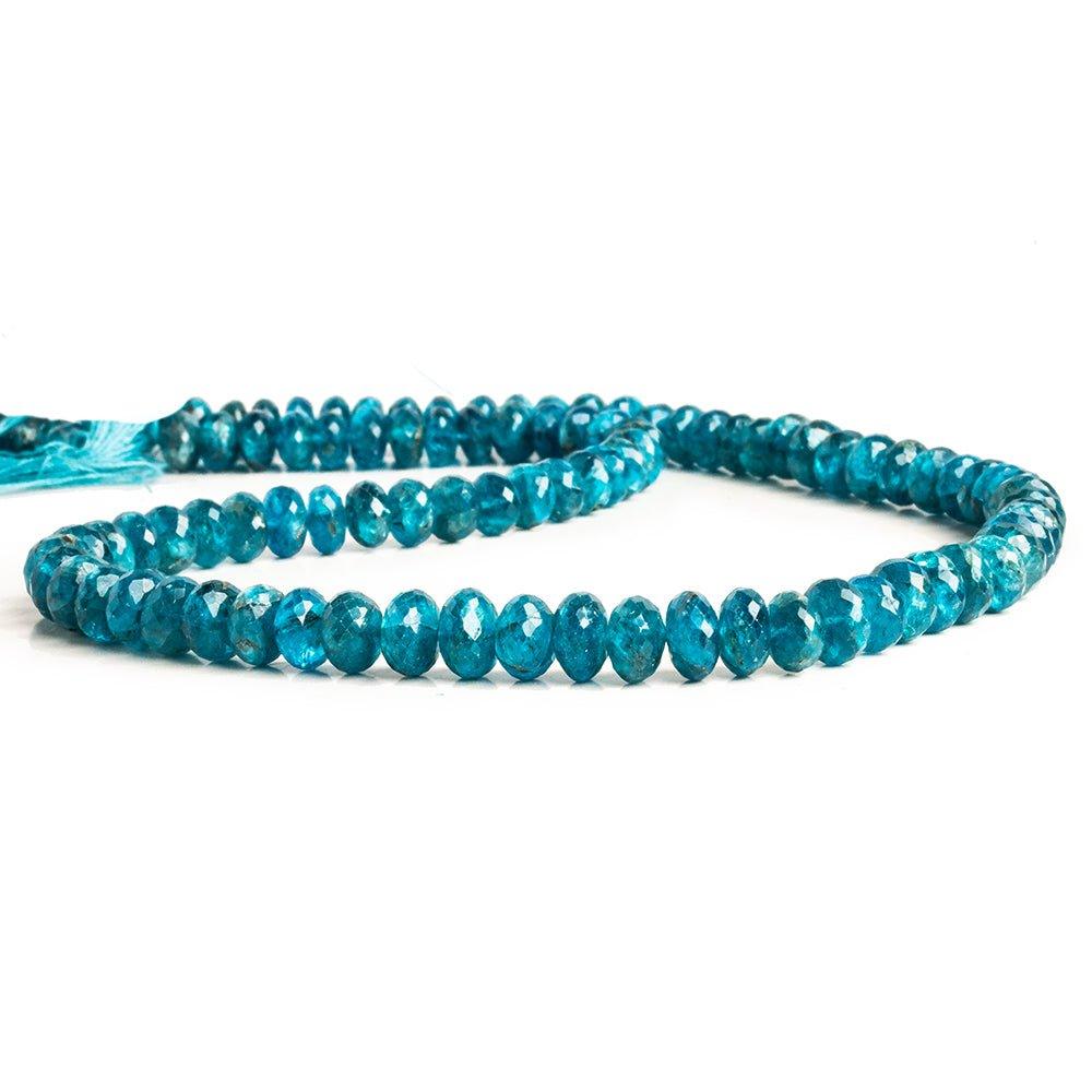 7mm Neon Blue Apatite Faceted Rondelle Beads 14 inch 90 pieces - The Bead Traders
