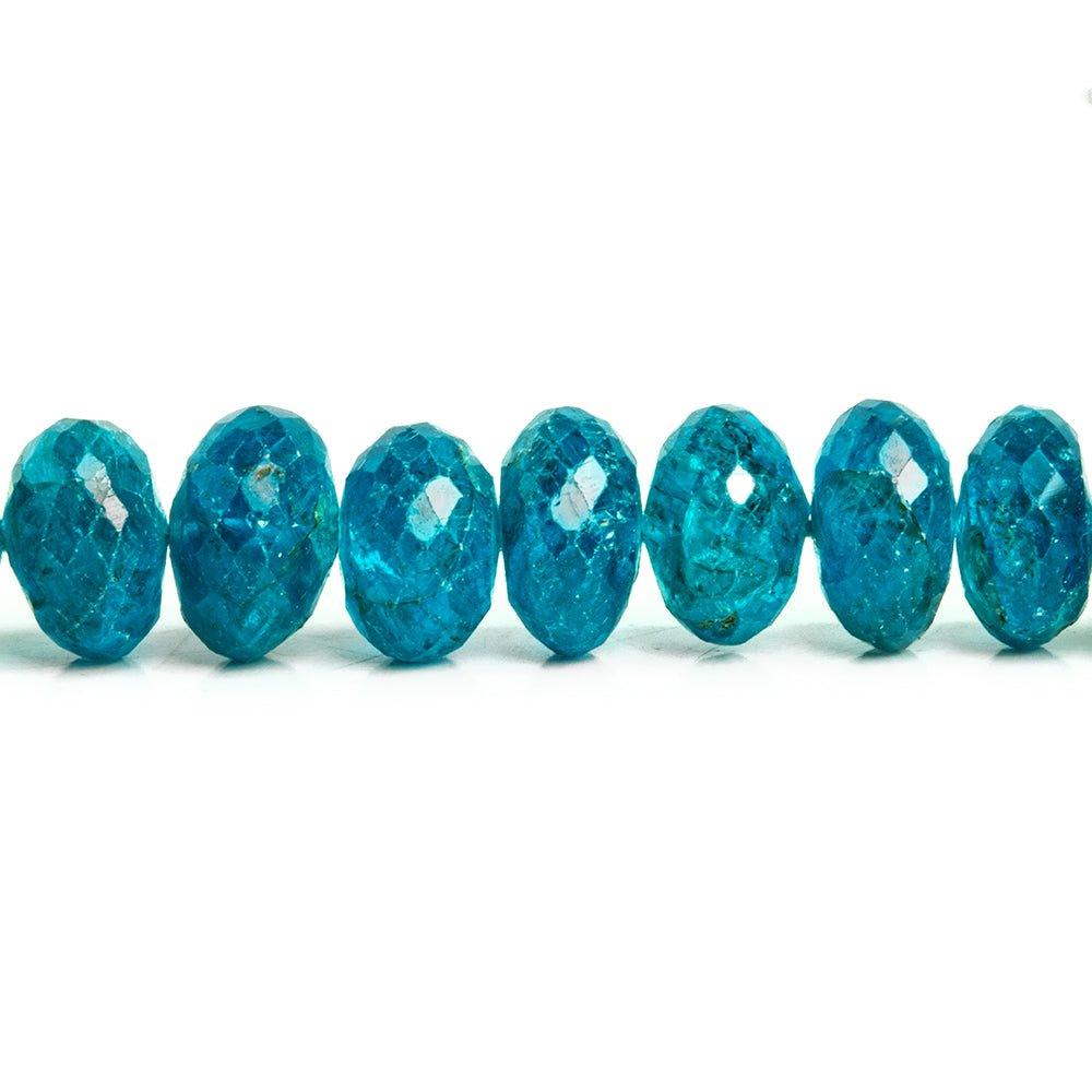 7mm Neon Blue Apatite Faceted Rondelle Beads 14 inch 90 pieces - The Bead Traders