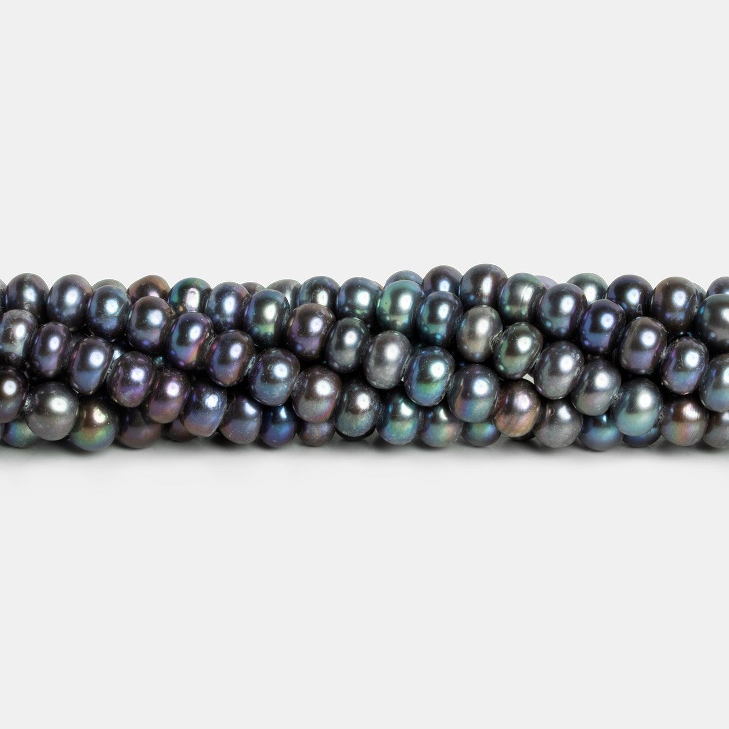 7mm Peacock Button pearls 16 inch 65 beads - The Bead Traders